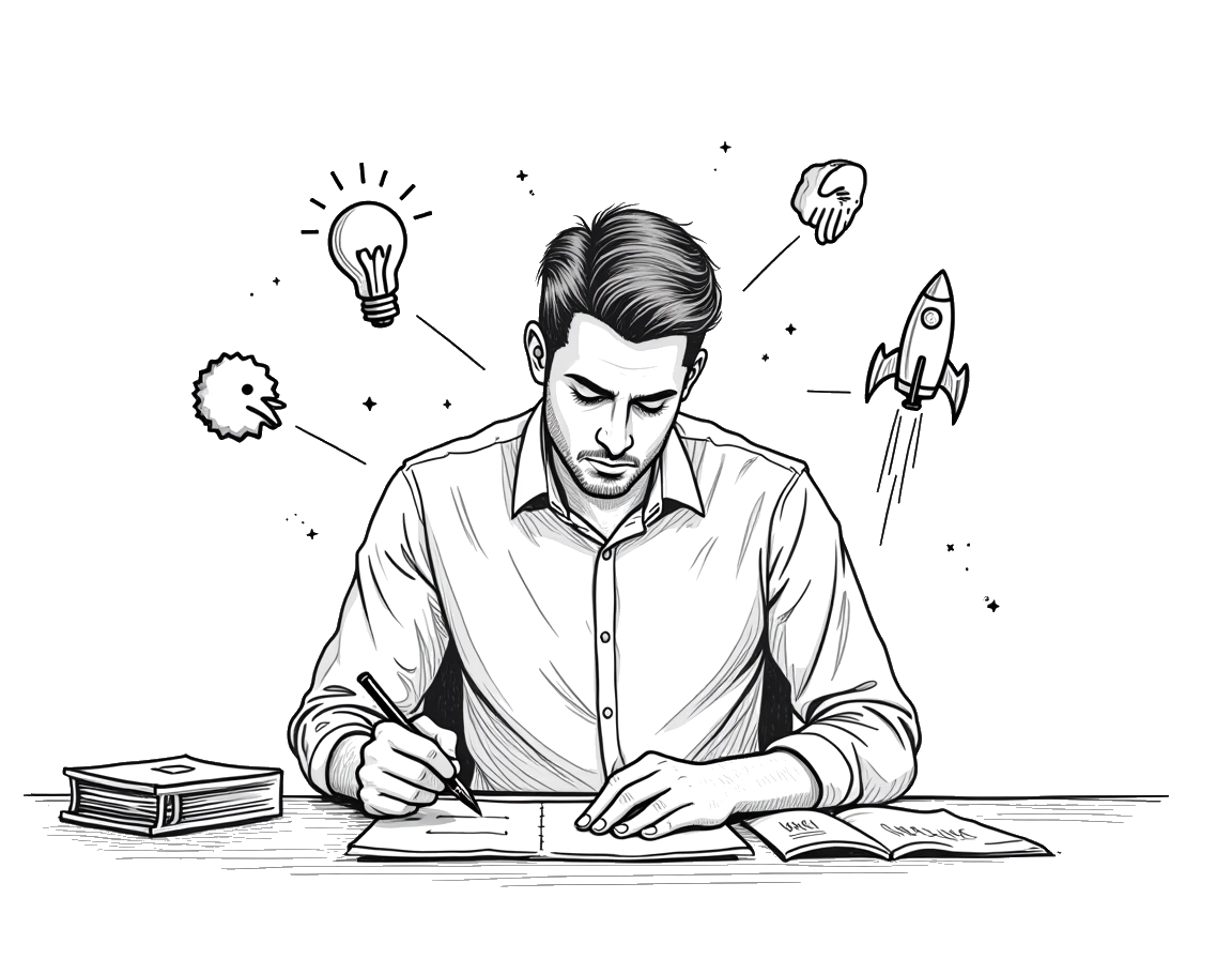 designer seated at a desk sketching